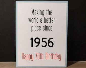 70th Birthday Card: Handmade Funny Milestone Keepsake, 1956, Happy 70
