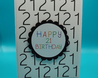 21 Birthday Card, Black White Pattern, Happy 21st Birthday Sentiment