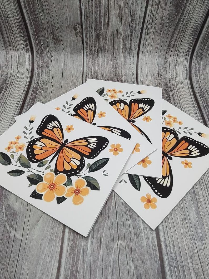 4 Butterfly Note Cards: Blank Inside, Monarch Butterflies, Gift Set - Etsy
