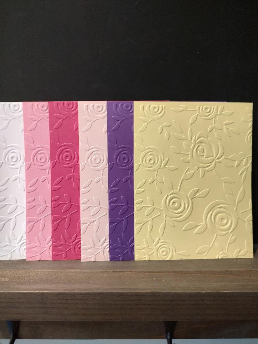 10 Embossed Roses + Leaves Design Cardstock, Many Colors, Background ...