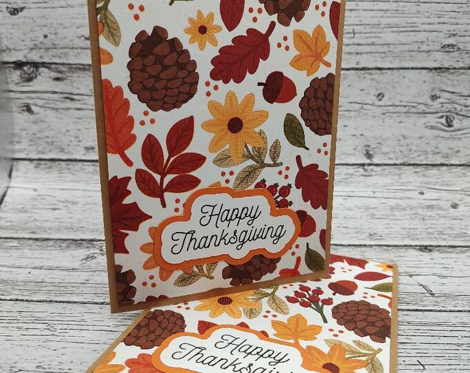 Handmade Thanksgiving Card Set: Decoupage Napkin Art, Thanksgiving ...