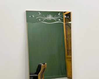 XL miroir original français des années 1970 gravé à l'eau-forte.