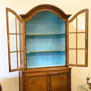 Antique 19th Oak French Vitrine Cabinet