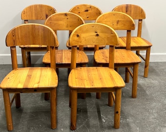 Set of 7 Rainer Daumiller Dining Chairs in Pine, Denmark, 1970s