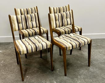 Set of 4 Teak Danish Dining Chairs with Original Fabric, 1970s
