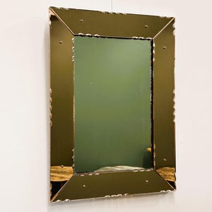 Striking French Amber-Colored Mirror with Sculpted Edge Details, 1940s