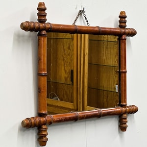 Antique Faux Bamboo Wall Mirror with Original Patina, France, 19th Century