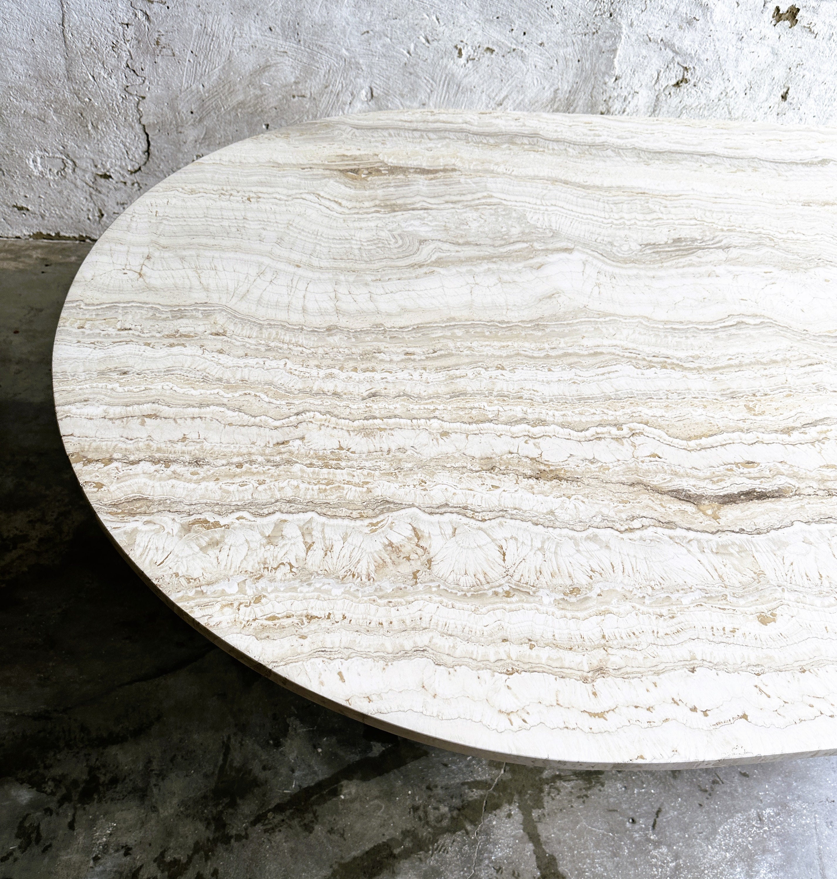 Vintage Oval Chunky Travertin Marble Dining Table, France 1980s. - Etsy