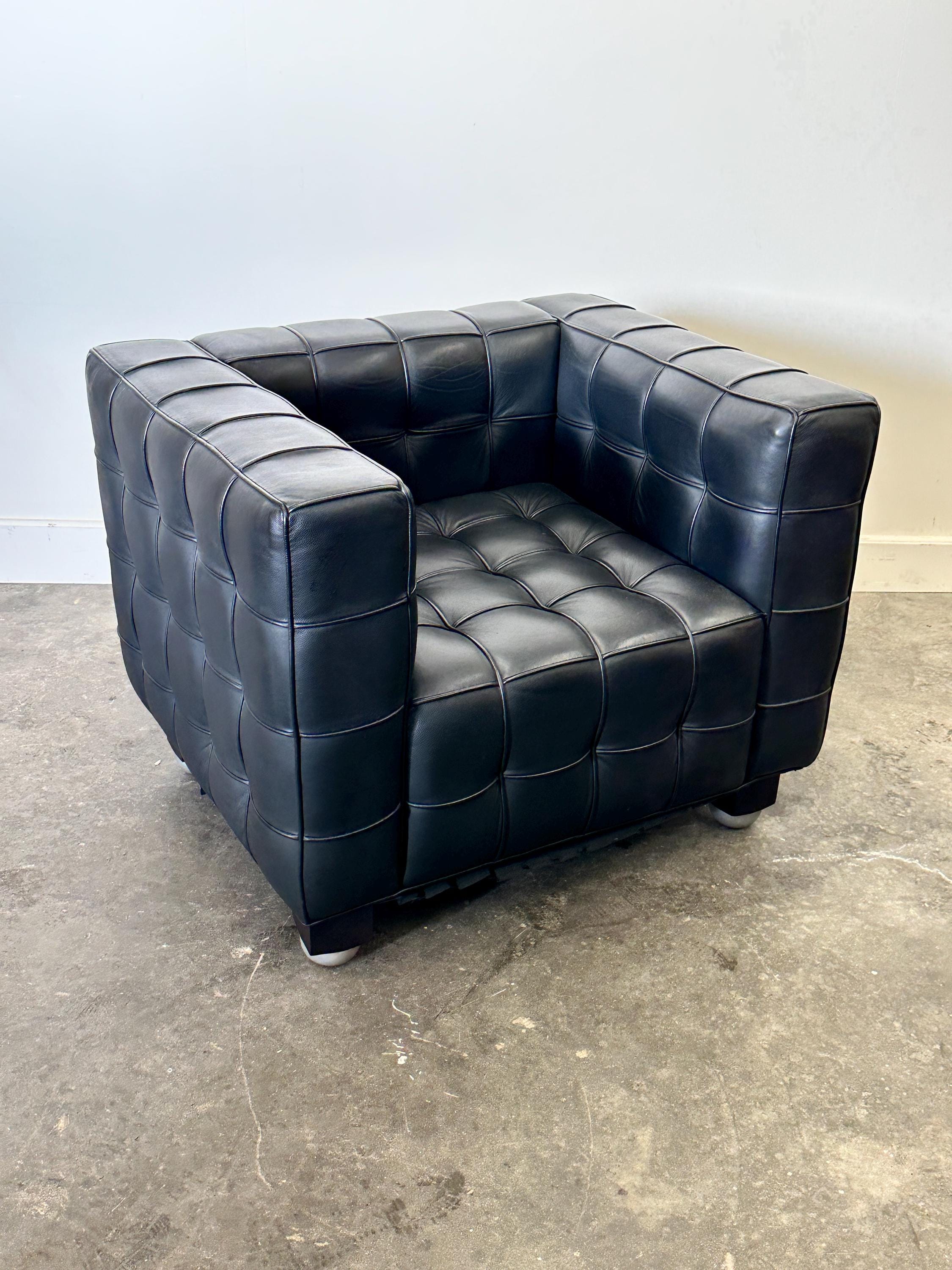 Wittmann Kubus Leather Armchair by Josef Hoffmann, 1980s - Etsy