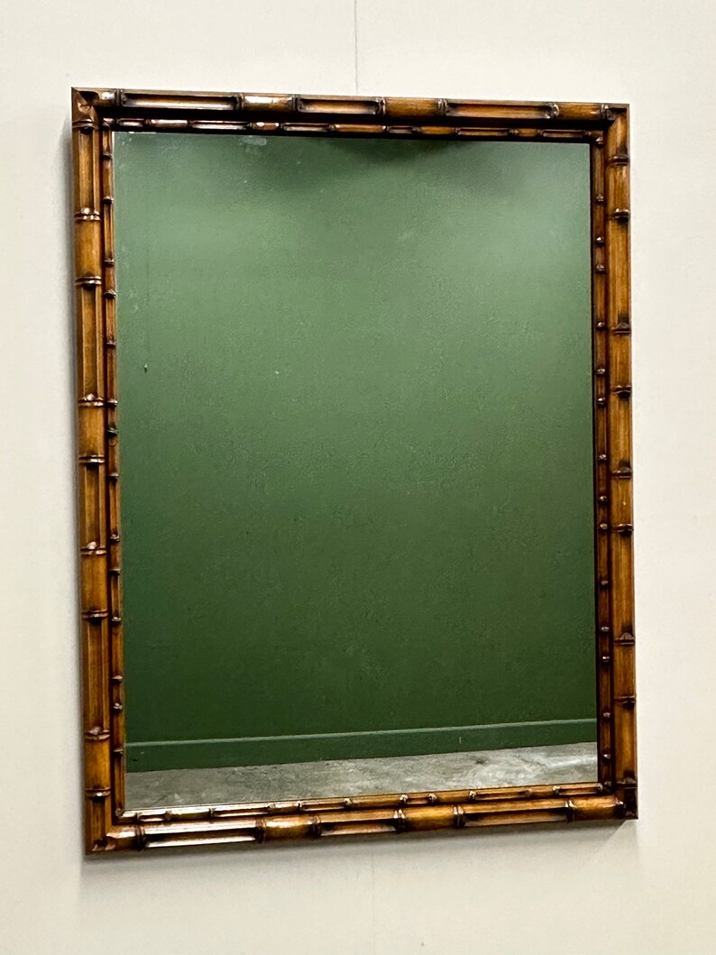 Faux Bamboo Rectangular Mirror, France 1970s. Etsy