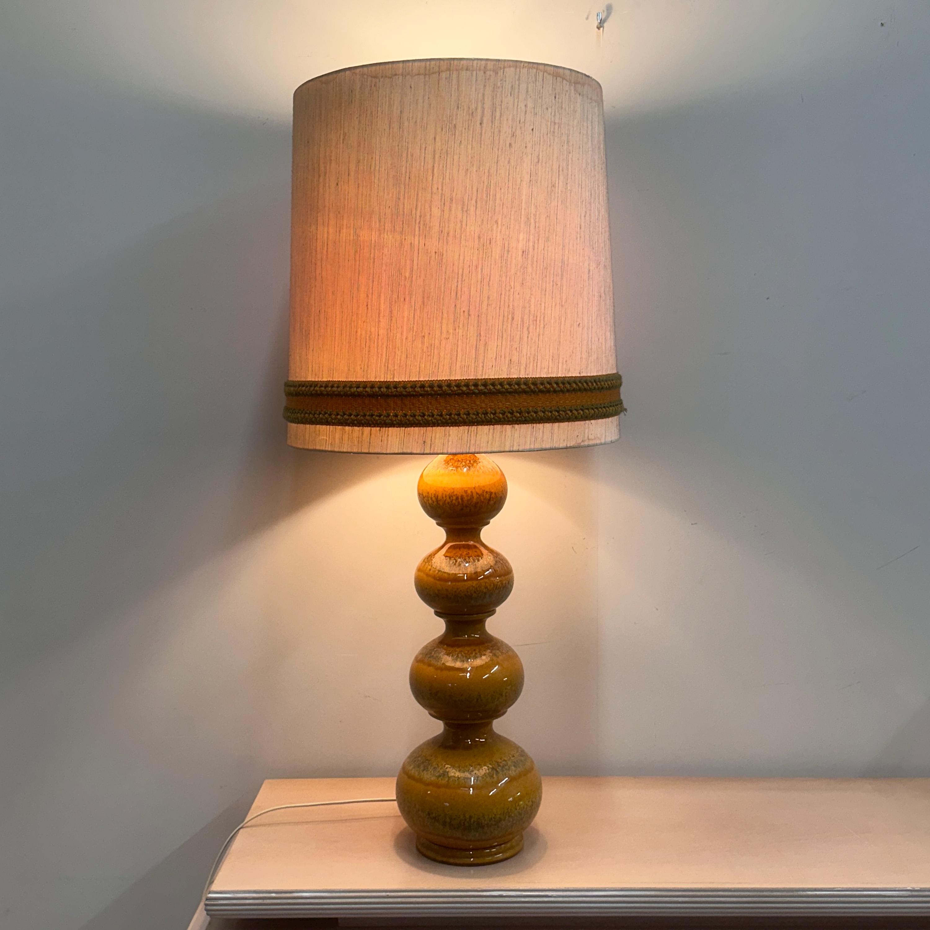 Kaiser Leuchten 1970s Large Mustard Ceramic Lamp – German Vintage