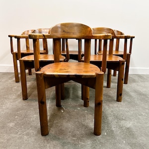 Set of 6 vintage pine armchairs - dining chairs - pine chairs  by Rudolf Steiner, Germany 1970s.