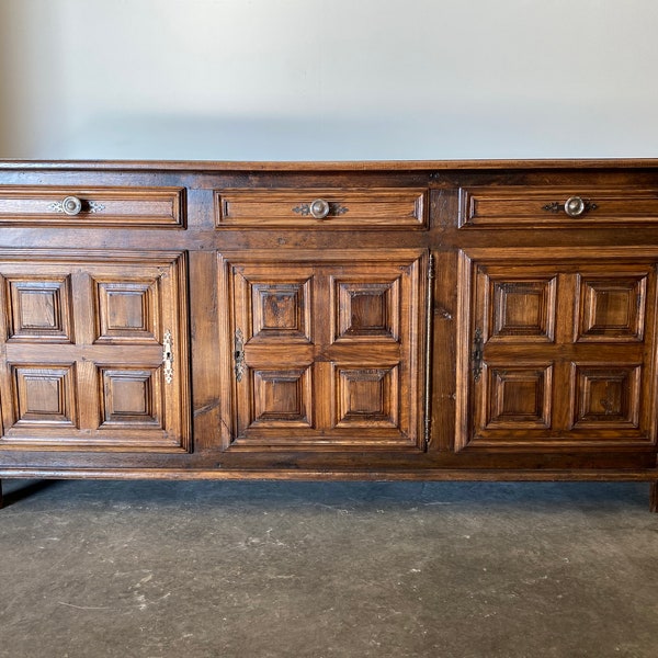 Vintage French Brutalist Oak Sideboard, 1960s, Rustic Sideboard, Oak Sideboard, France