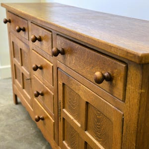 Charming Vintage French Oak Sideboard with Wavy Details, ca. 1950s