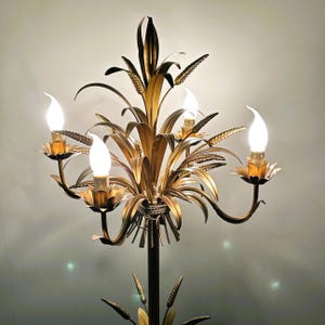 Rare Gilt Metal Sheaf of Wheat Floor Lamp by Hans Kogl, 1970s.