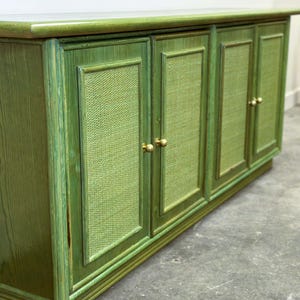 Vintage Green Rattan Sideboard By Georgetti, Italy, 1980s.