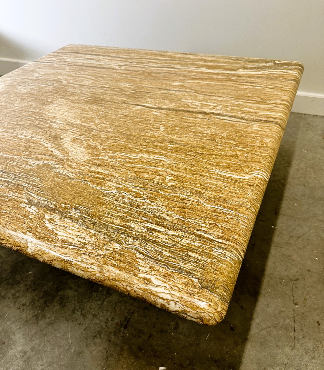 XL Vintage Square Caramel Travertine Coffee Table 1980s Etsy