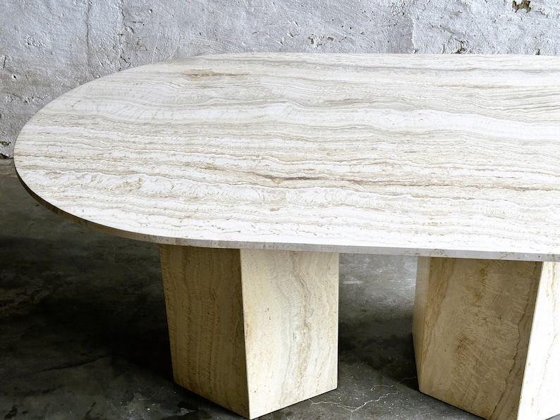 Vintage Oval Chunky Travertin Marble Dining Table, France 1980s. - Etsy