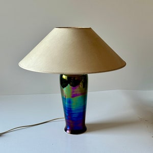 Vintage Lavender Iridescent Ceramic Table Lamp, 1980s.