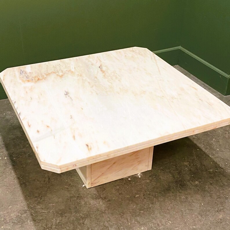 Vintage Blush Pink Marble Coffee Table, 1980s Etsy