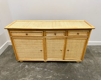 Natural Vintage Bamboo and Rattan Sideboard, Italy 970s.