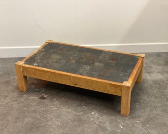 Slate Tiled Brutalist Coffee Table, France 1970s.