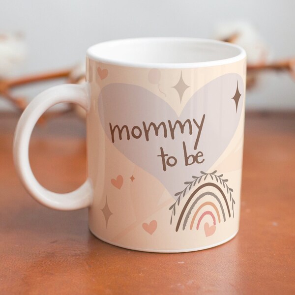 Babyparty Geschenk, Mommy to be Tasse + Tippkarten für die Babyparty, Babyshower Spiele, Boho Design, Gender Reveal