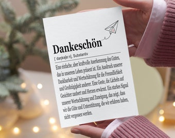 Dankeschön Karten A6 auf Leinenstrukturpapier, Definition, Dankeskarten, Danke sagen, Danksagung, Karte zum Danke sagen, Kollegen, Hochzeit