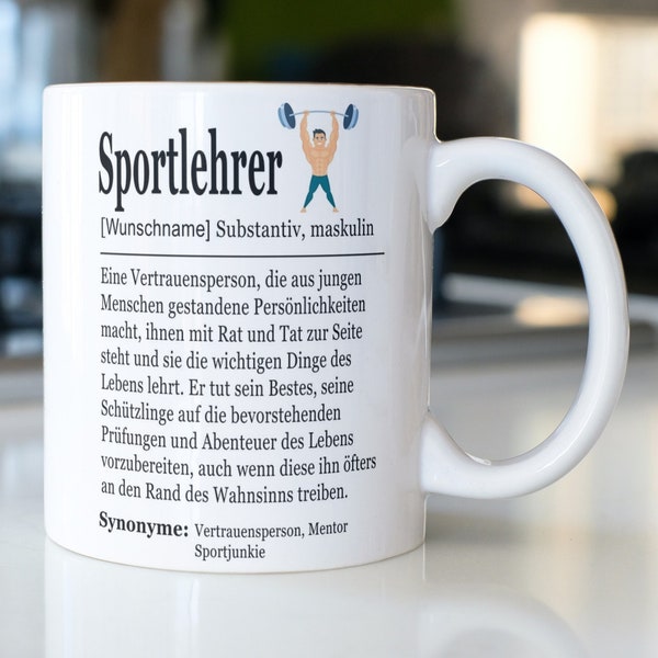 Sportlehrer Tasse Geschenk, Sport Lehrer Geschenk, Sport-Lehrer Geschenkidee, Kaffeetasse Sportunterricht, Referendar, Kaffeebecher, Becher