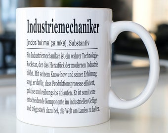 Industrial mechanic gift mug, industrial foreman, machinist gifts, training industry, mug with motif printed on both sides