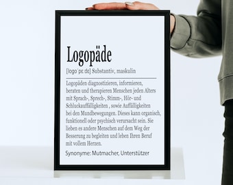 Logopäde Geschenk Poster, Bild, Wandbild, Kunstdruck, Abschiedsgeschenk, Geburtstagsgeschenk, Weihnachtsgeschenk