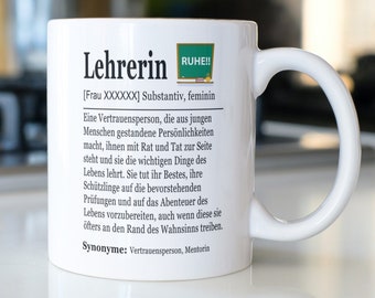 Lehrerin Tasse mit Wunschnamen personalisiert, Geschenk für eure Lehrerin zum Geburtstag oder als Abschiedsgeschenk