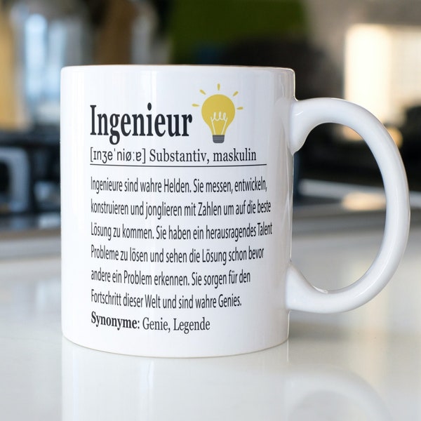 Ingenieur Geschenk Tasse, Definition, Abschluss, Studium Maschinenbau, Bauingenieur, Kaffeetasse, Kaffeebecher, Geburtstag, Weihnachten