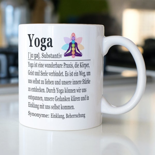 Yoga Geschenk Tasse, beidseitig bedruckt, Definition, Yogalehrerin, Yogakurs Geschenke