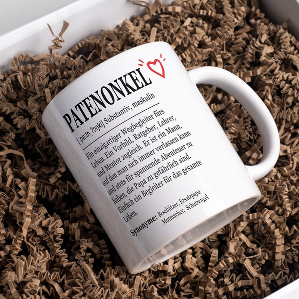 Patenonkel Geschenk Tasse. Patenonkel fragen, Willst du mein Patenonkel werden, Flaschenpost + Definitionskarte, Pateneltern Taufpaten Taufe