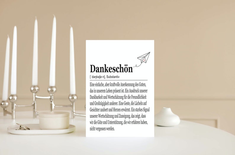 Dankeschön Karten A6 auf Leinenstrukturpapier, Definition, Dankeskarten, Danke sagen, Danksagung, Karte zum Danke sagen, Kollegen, Hochzeit Bild 5