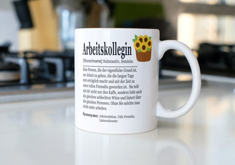 Arbeitskollegin Geschenk mit Name Personalisiert Kollegin Geschenk Abschied Dankeschön Kaffeetasse Büro Geburtstag Bild 1