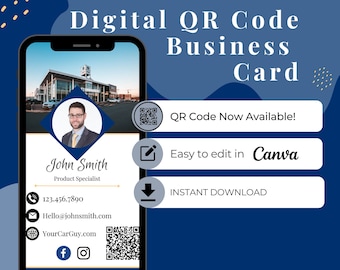 Digital Business Card with QR Code | Canva Template | Sales Marketing | Business Card | Digital Template