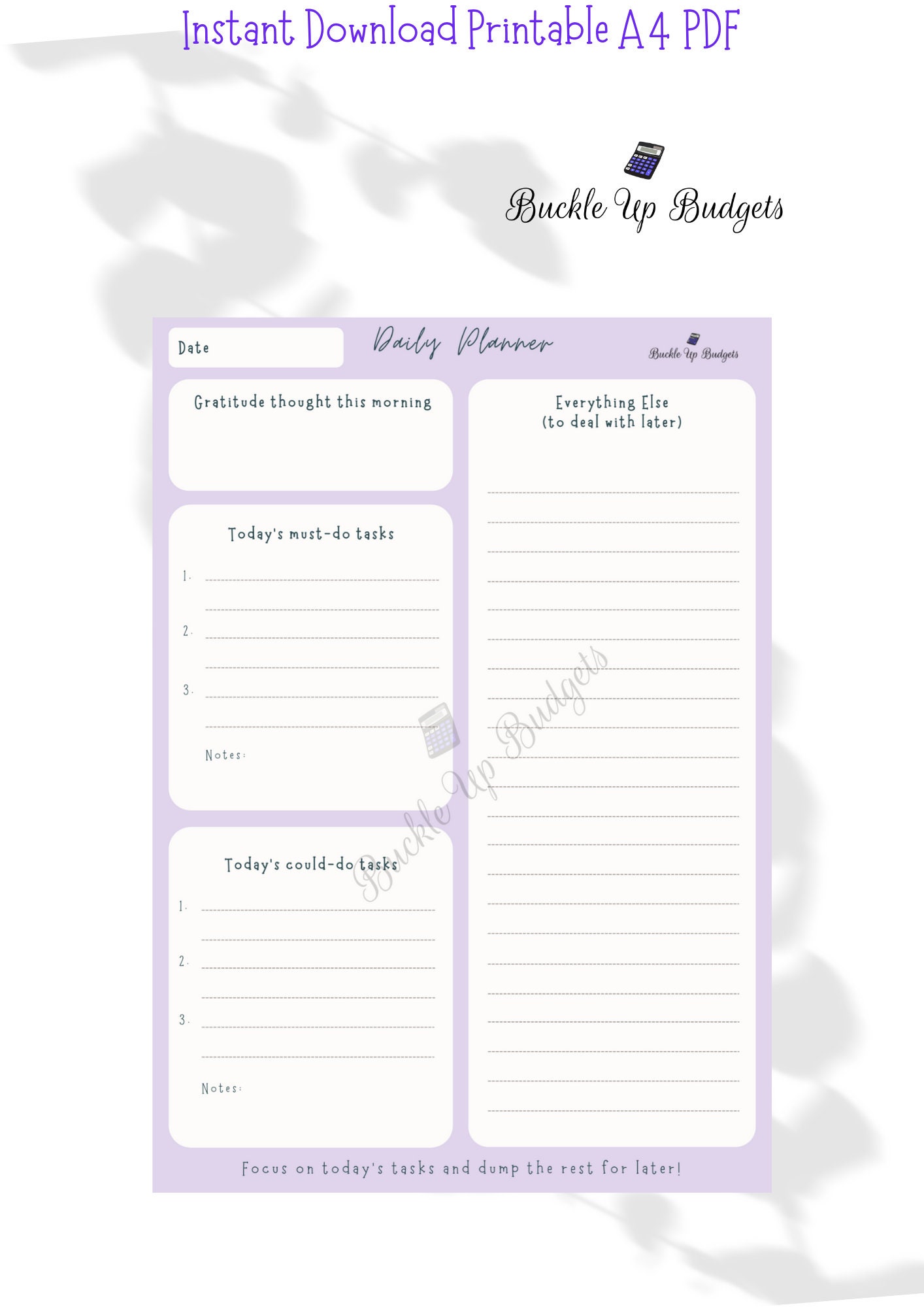 Daily Planner Printable | Daily to Do List for Work/home | Productivity ...