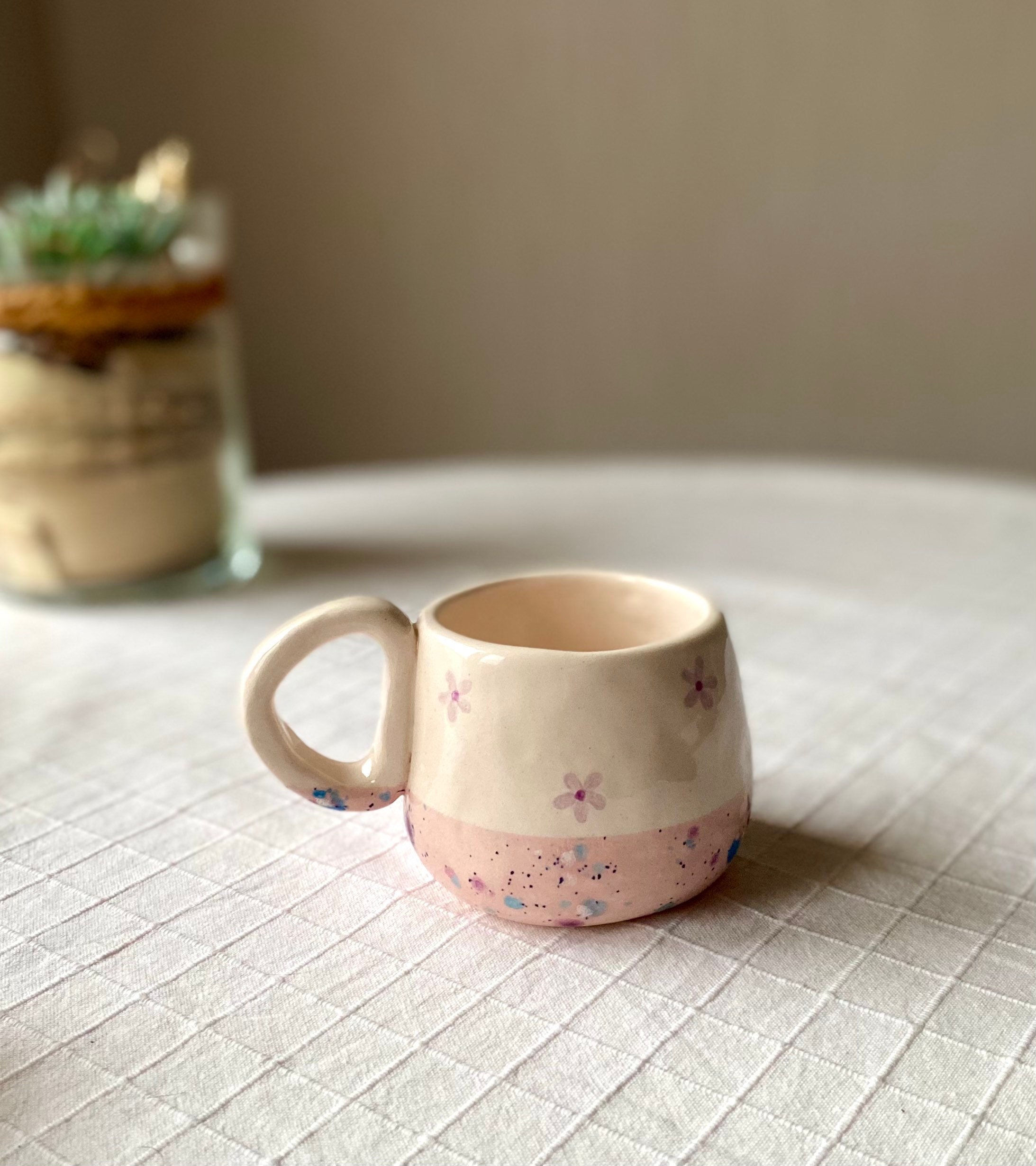 Tasse en Céramique de Fleur Faite à La Main, Tasse Lilas, Tasses Faites Cadeau Fait Fleurs Élégante,