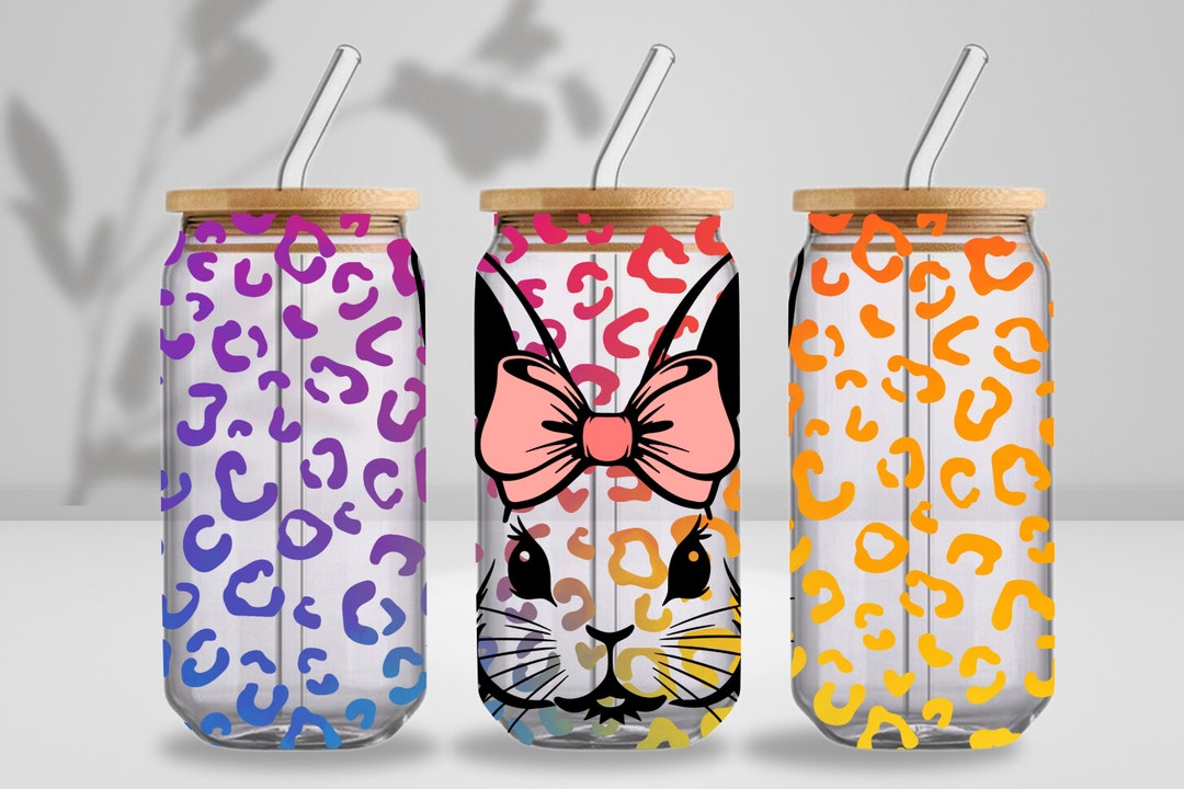 Easter 16 oz Libbey Glass Can Tumbler Sublimation Design, Cute Bunny ...