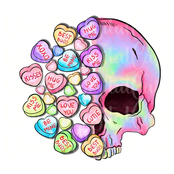 Heart Candy Png, PNG, Digital Download, Sublimation, Sublimate, Skull and Candy, Skellie, Valentines, Anti-Love, Skull, Valentine Clipart