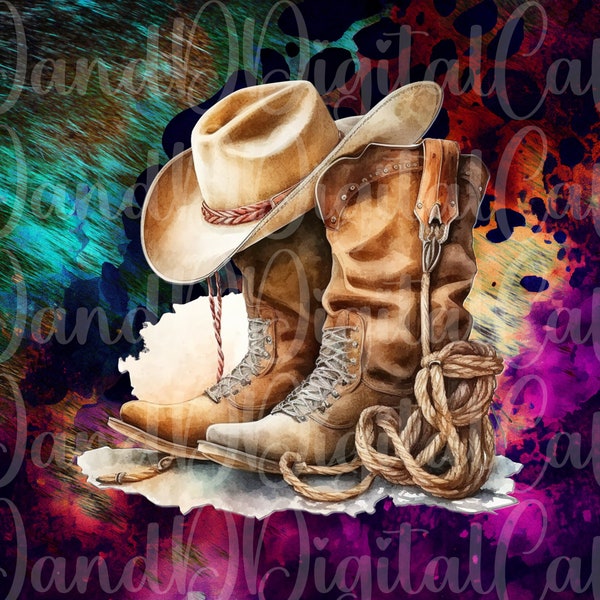 Cowboy Boots Cowboy Hat Leopard Print 20 oz Skinny Tumbler Sublimation Instant Digital Download PNG Straight Tumbler Wrap Tumbler Template