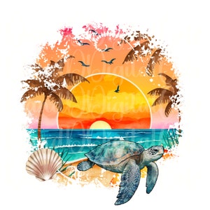 Summer Retro Sublimation PNG, Beach PNG, Beach Sublimation Design, Beach Background PNG, Palm Tree, Ocean, Beach Scene, Digital Download Png