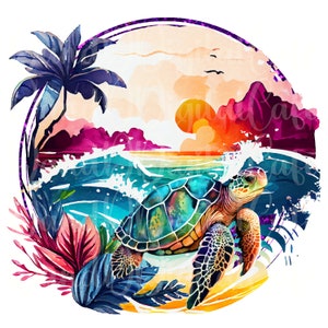 Sea Turtle Retro Summer Png Sublimation Design,Turtle Png,Sea Animal Png,Turtle Clipart Png,Turtle Background Png Instant Digital Downloads