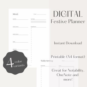 Festive Parties Planner, Instant Download, Printable, PDF - Pianificatore per Feste, Download Immediato, Stampabile, PDF