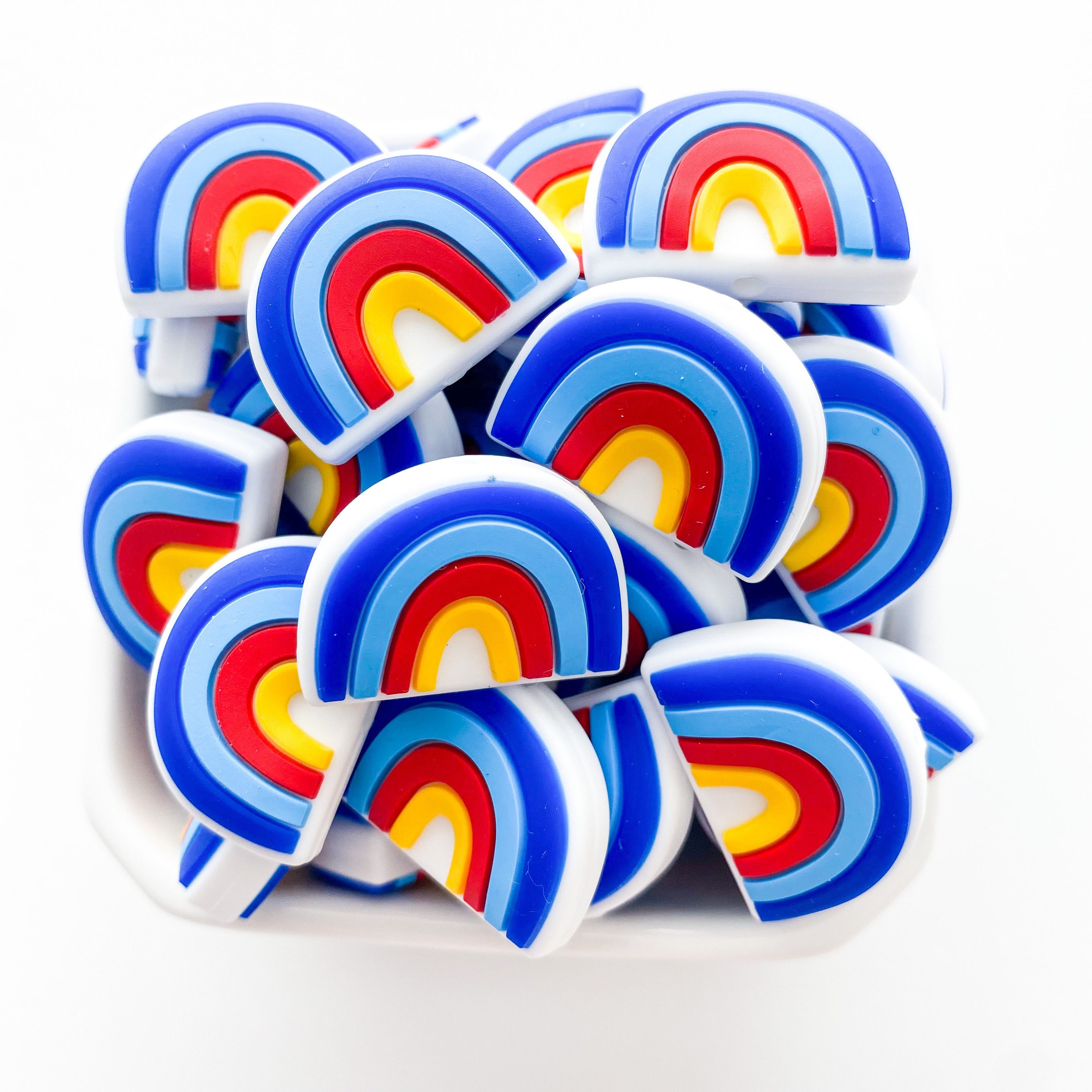 Primary Rainbow 50 or 100 BULK Round Silicone Beads