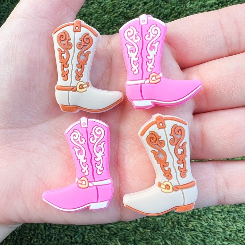 Cowboy Western Boot Silicone Beads. Pink Boot Silicone Beads Etsy