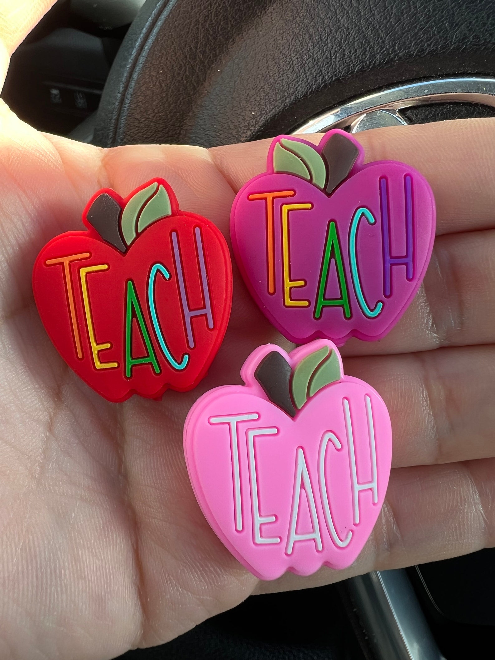 TEACH Apple Silicone Beads Teacher Silicone Beads Apple Etsy Canada