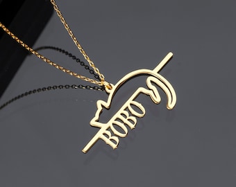 Cozy Cat Name Necklace, Personalized Cat Name Necklace, Sleeping Cat Name Necklace, Custom Cat Name Necklace, Sleepy Cat Name Necklace